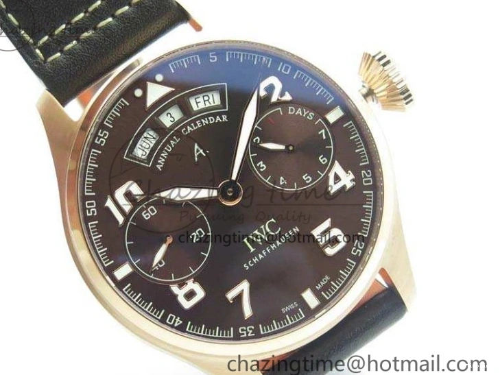 MIROTIME 0125 Popular Big Pilot Real PR IW502706 RG YLF 1:1 Best Edition Brown Dial On Calfskin Strap A 7223
